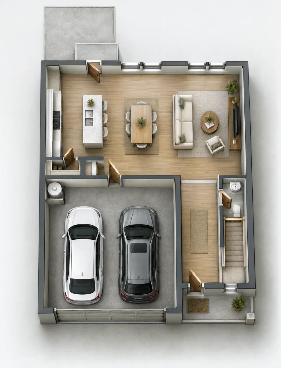 The Blossom 1st floor 3D dollhouse floor plan