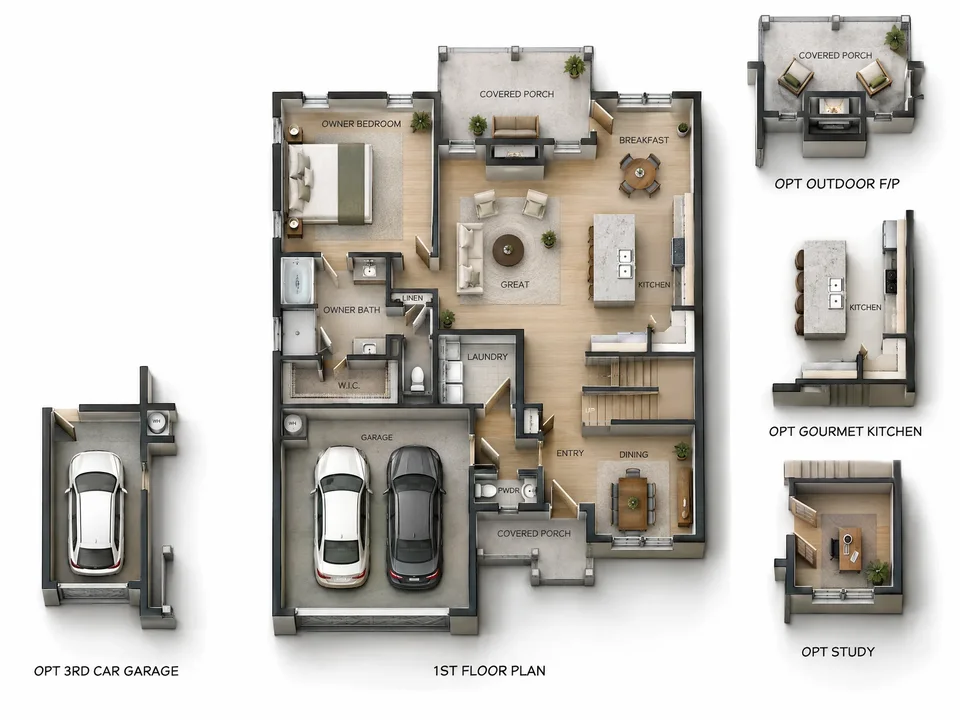 The Silverwood 1st floor 3D floor plan